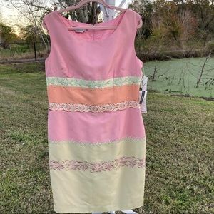 Maggy London NWT Pink/Multi Raised Pattern Dress